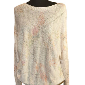 Sioni Floral White Crew Neck Sweater Large